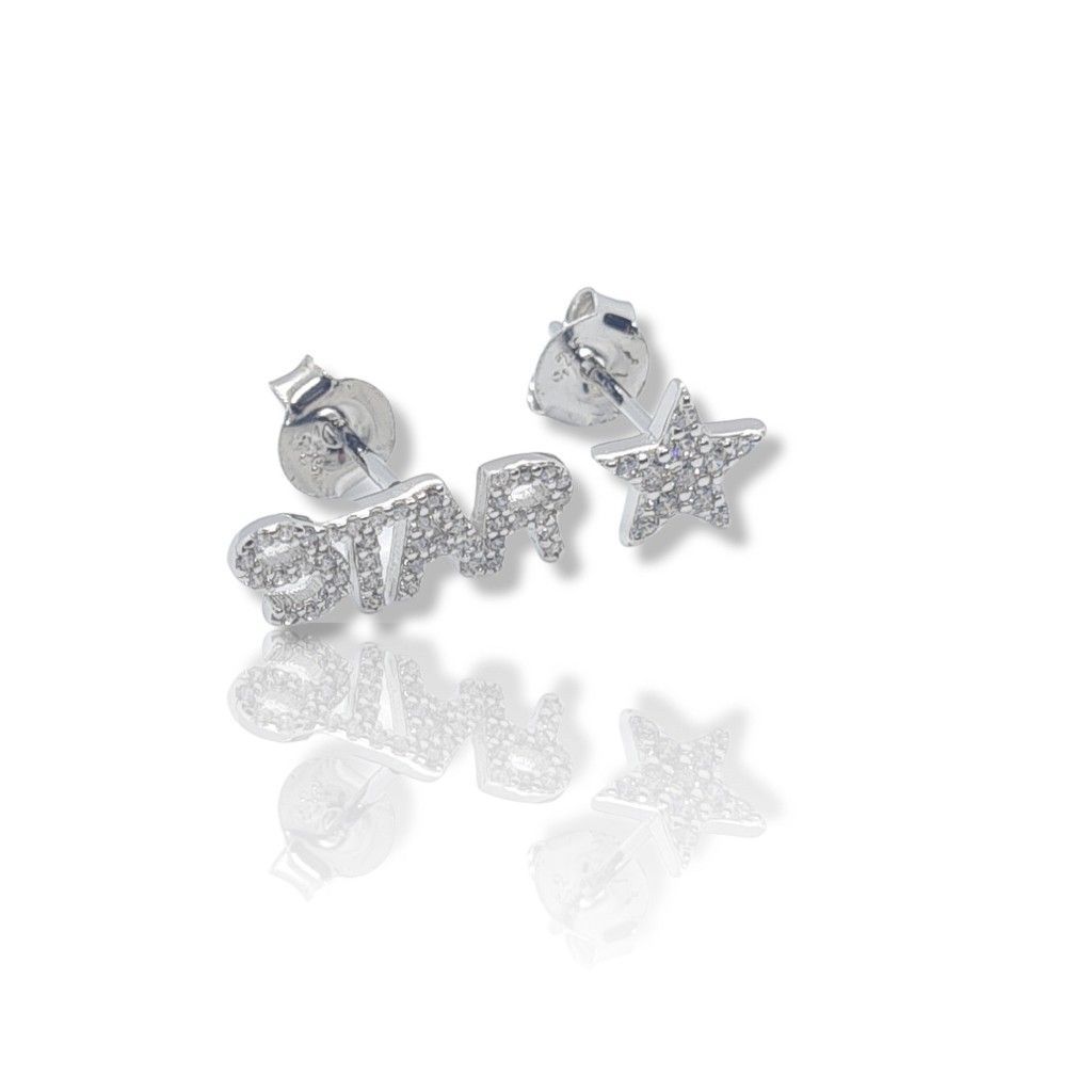 Platinum plated silver 925º STAR earrings (code FC005724)